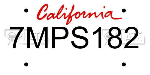 7MPS182 California License Plate