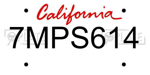 7MPS614 California License Plate