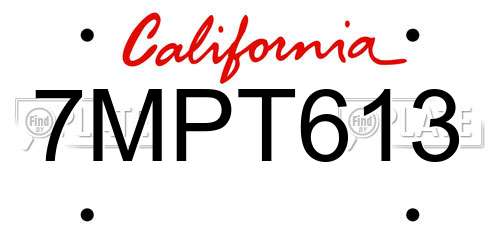 7MPT613 California License Plate