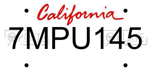 7MPU145 California License Plate