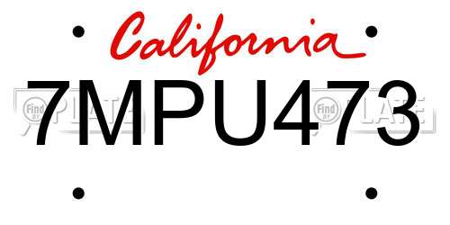 7MPU473 California License Plate