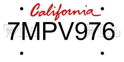 7MPV976 California License Plate