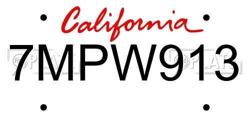 7MPW913 California License Plate