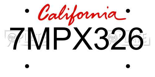 7MPX326 California License Plate