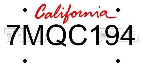 7MQC194 California License Plate