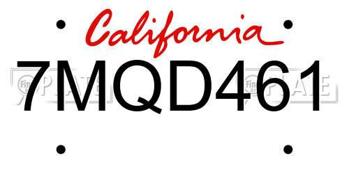 7MQD461 California License Plate