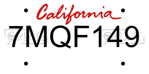 7MQF149 California License Plate
