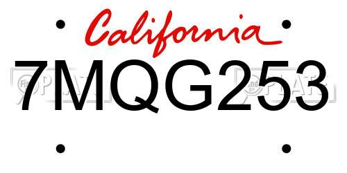 7MQG253 California License Plate