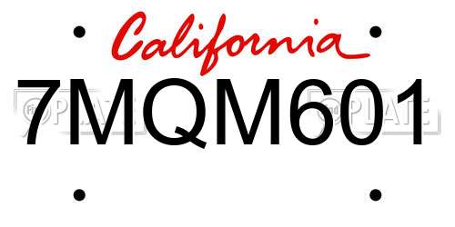 7MQM601 California License Plate