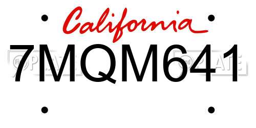 7MQM641 California License Plate