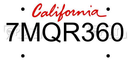 7MQR360 California License Plate