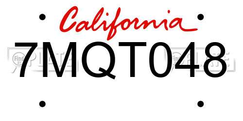 7MQT048 California License Plate
