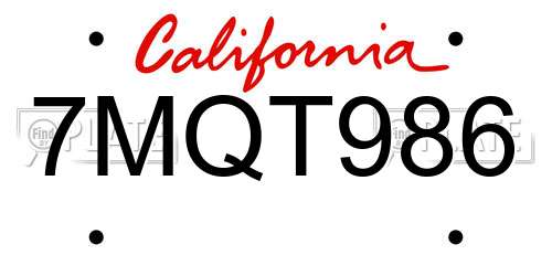7MQT986 California License Plate