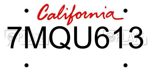 7MQU613 California License Plate