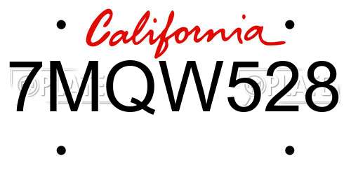 7MQW528 California License Plate