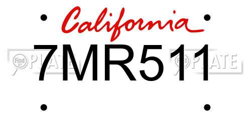 7MR511 California License Plate