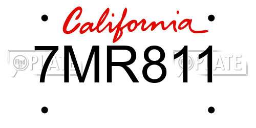 7MR811 California License Plate