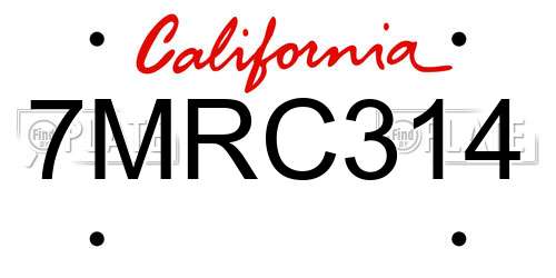 7MRC314 California License Plate
