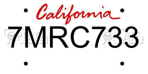 7MRC733 California License Plate