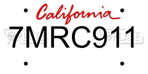 7MRC911 California License Plate