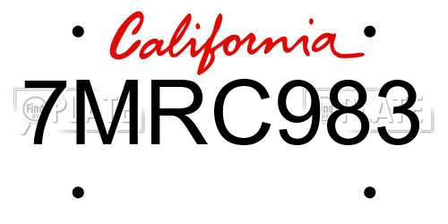 7MRC983 California License Plate