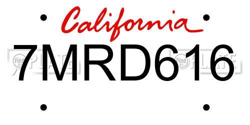 7MRD616 California License Plate