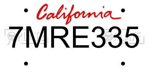 7MRE335 California License Plate