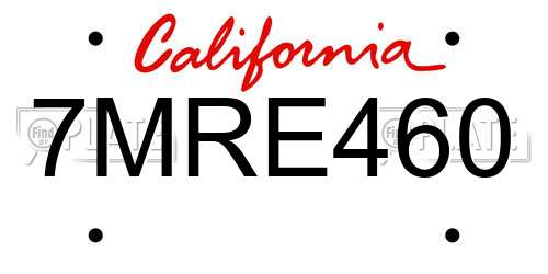 7MRE460 California License Plate