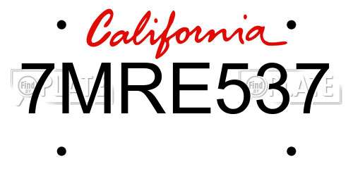 7MRE537 California License Plate