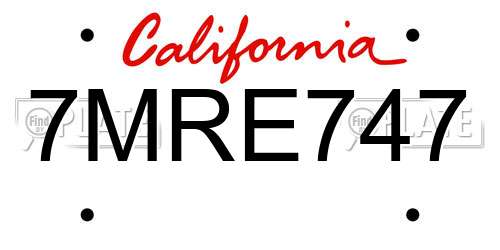 7MRE747 California License Plate