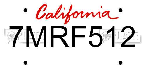 7MRF512 California License Plate