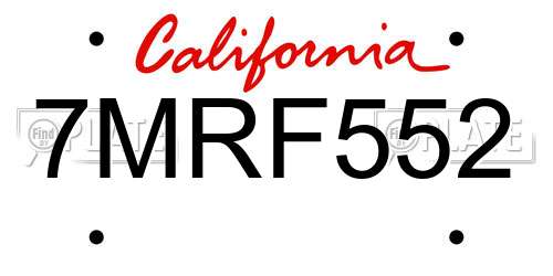 7MRF552 California License Plate