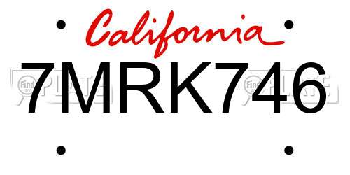 7MRK746 California License Plate