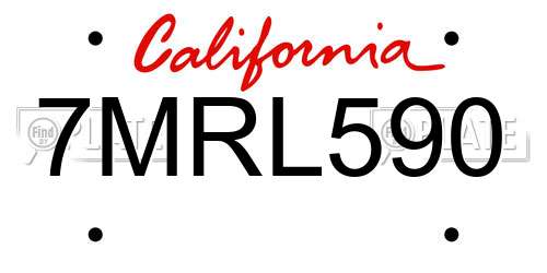 7MRL590 California License Plate