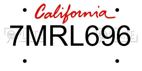 7MRL696 California License Plate