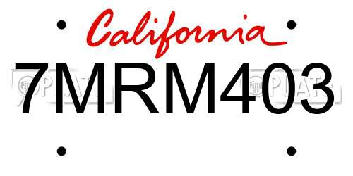 7MRM403 California License Plate