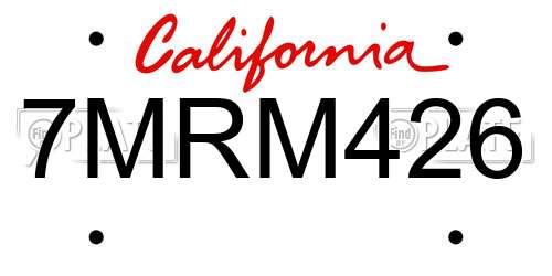 7MRM426 California License Plate