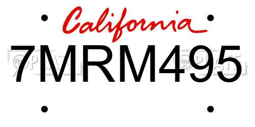 7MRM495 California License Plate