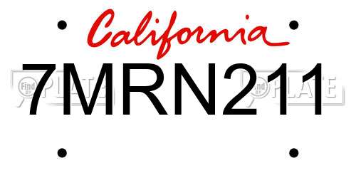 7MRN211 California License Plate