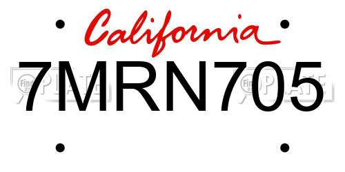 7MRN705 California License Plate