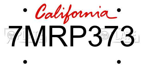 7MRP373 California License Plate