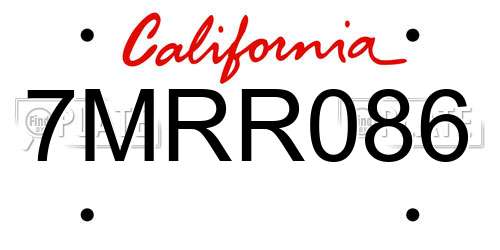 7MRR086 California License Plate