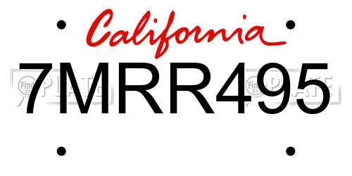 7MRR495 California License Plate