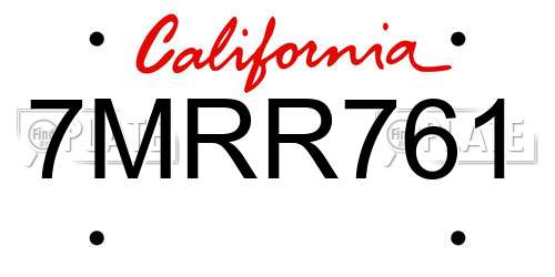 7MRR761 California License Plate