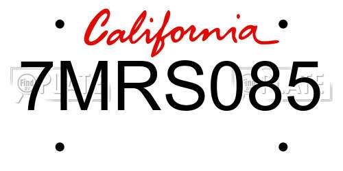 7MRS085 California License Plate