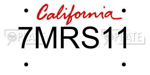 7MRS11 California License Plate