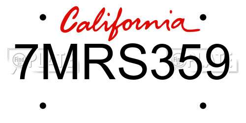 7MRS359 California License Plate