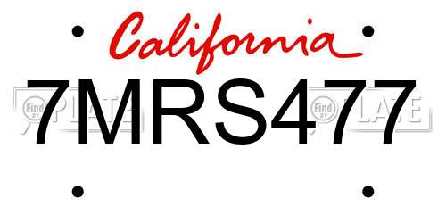 7MRS477 California License Plate
