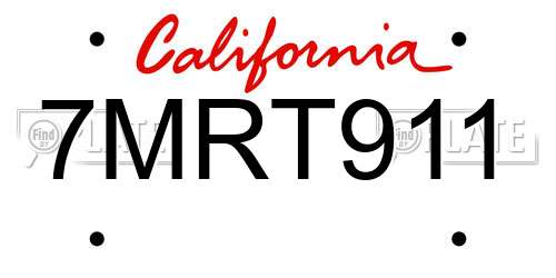 7MRT911 California License Plate
