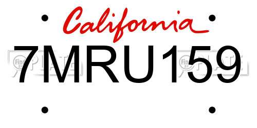 7MRU159 California License Plate